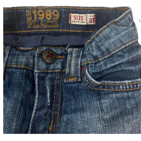 Upcycled One-Of-A-Kind Girls The Children's Place Embroidered Denim Skort 3T - Picture 2 of 5